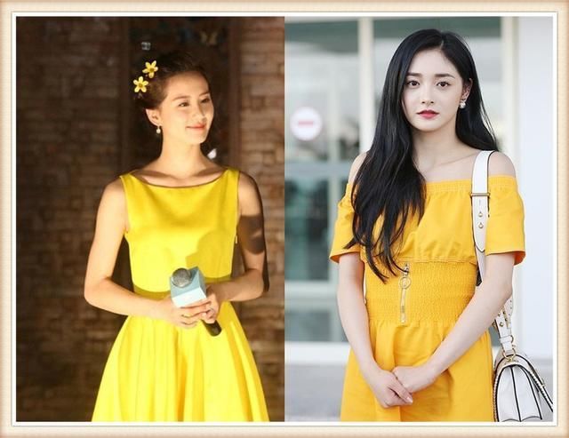 周洁琼刘诗诗同穿小黄裙，终于知道女团脸和女星脸的差距有多大了