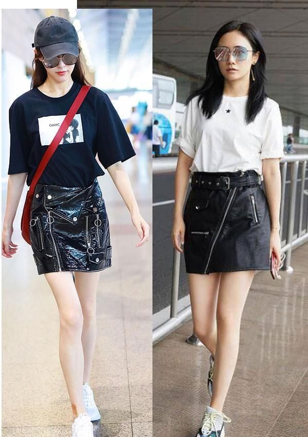 「 皮质」穿“三角形”皮短裙,这逆天长腿哦太性感撩人,169的谭维维