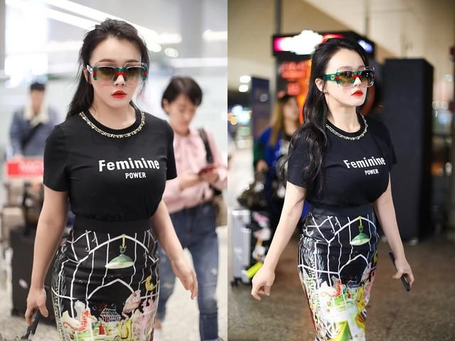 冉莹颖又搞事情!穿条鱼鳞裤也敢去机场,网友:得亏你老公是拳王