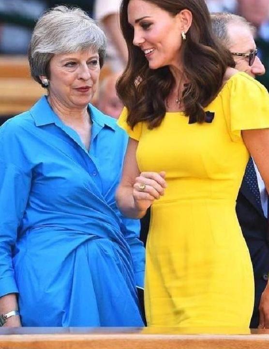 175cm凯特王妃遇见170cm的梅根, 同穿黄色长裙, 网友: 反差很大!