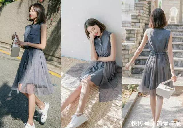 『设计』今夏很流行的灰蓝色连衣裙,选这5款穿,好看时髦兼备