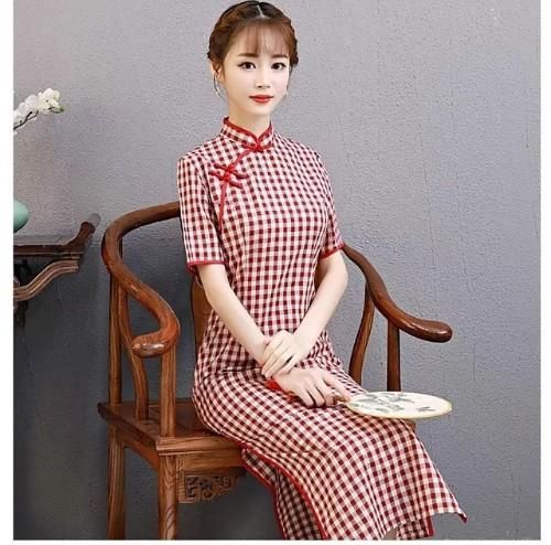 清新简约，棉格子文艺旗袍，带你一路华丽逆袭!