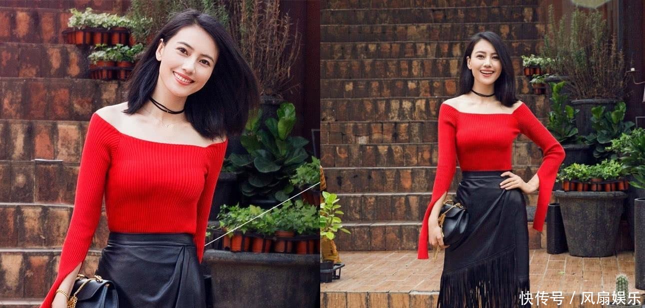 38岁高圆圆再次惊艳众人, 条纹裙配红T嫩到飞起, 仍是初恋模样!