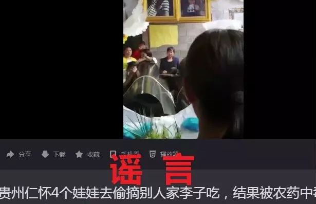 网传仁怀四名儿童偷吃李子被农药毒死系谣言！不信谣不传谣！