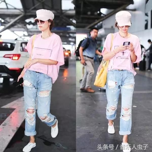 马伊琍穿裙子，左腿一颗小黑痣，简直美呆了