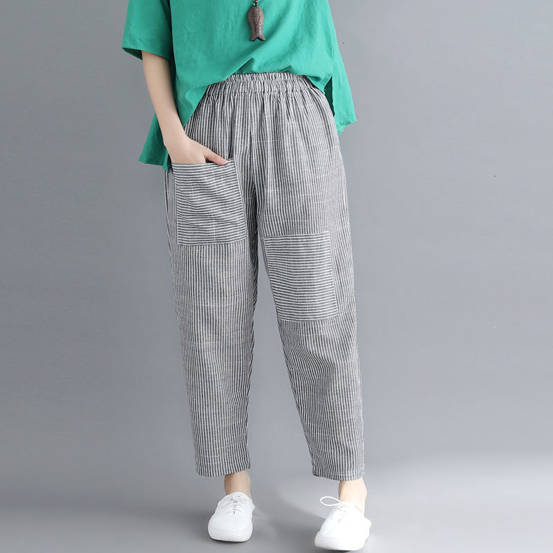 现在很少有女生穿短裤，全新的棉麻裤，舒适透气更百搭