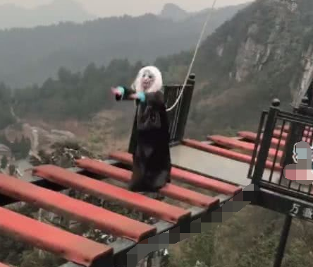 小伙体验空中栈道，意外发现对面来了个僵尸，结果意外发生了