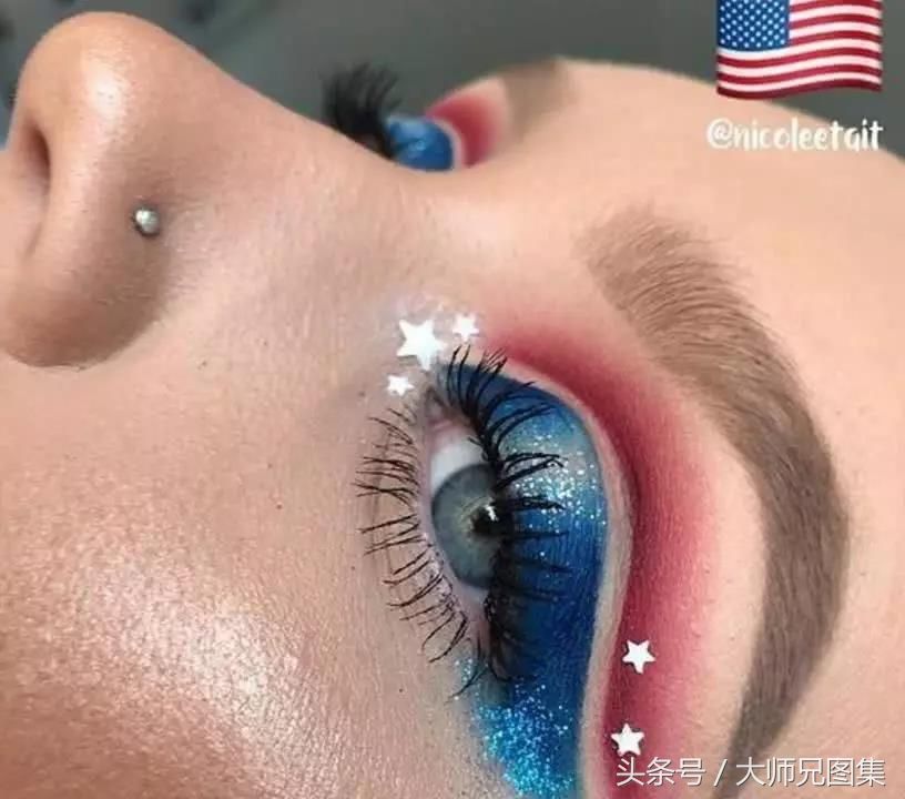 同一张脸，配上不同的国旗眼影，哪一张最美?我选中国!