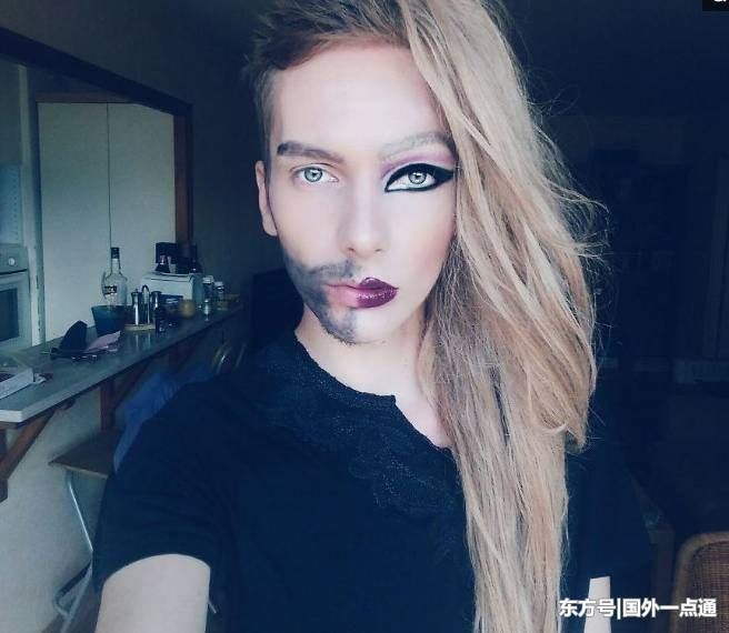 外国小伙用高超的化妆技术,从帅小子变成娇娘,只用了10分钟!