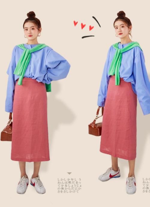  #半身裙#现在已经不流行穿一身黑了，如今这种“撞色混搭”风，才是真时髦