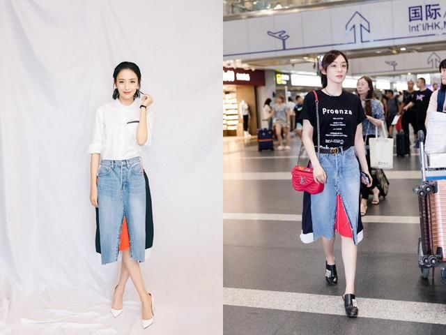 袁姗姗撞上佟丽娅，同穿“两条腿”裙子，输赢都在三角区