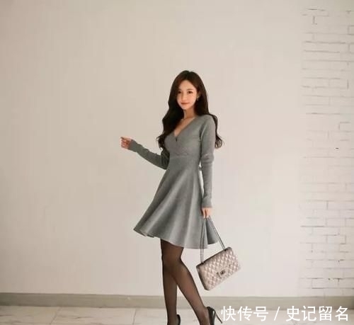  『青灰』美人美图：孙允珠，青灰雅然端淑居家连衣裙！