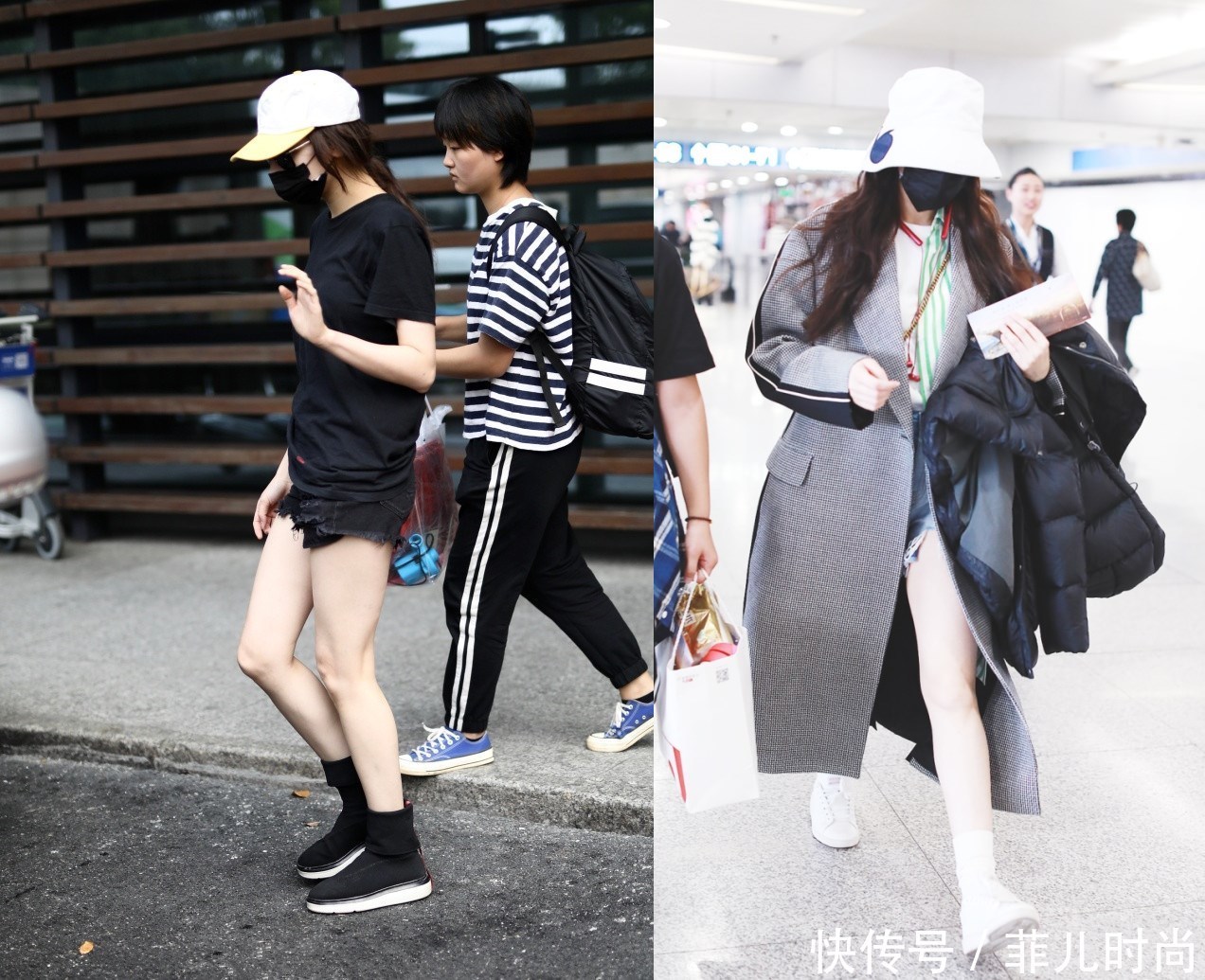 迪丽热巴真自信！穿条超短裤现机场，搭配长袜子毁一身！