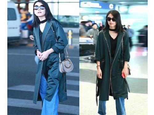 女神高圆圆机场新秀，气质碾压全场，轻松驾驭“原谅色”