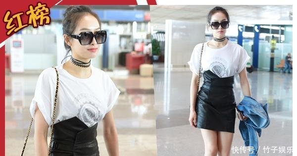 宋茜现身机场, 白T配针织短裙, 网友: 白白浪费4万多的名牌包包!