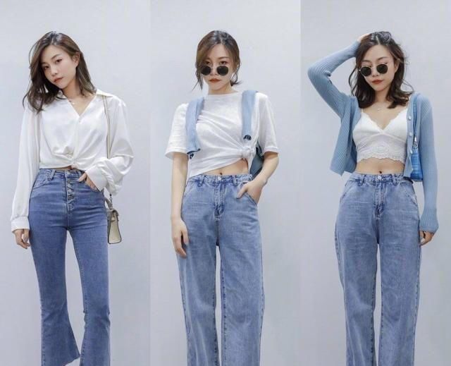  春天@牛仔裤表现力出色！春天抢占优势，淑女气质穿搭显高显腰身