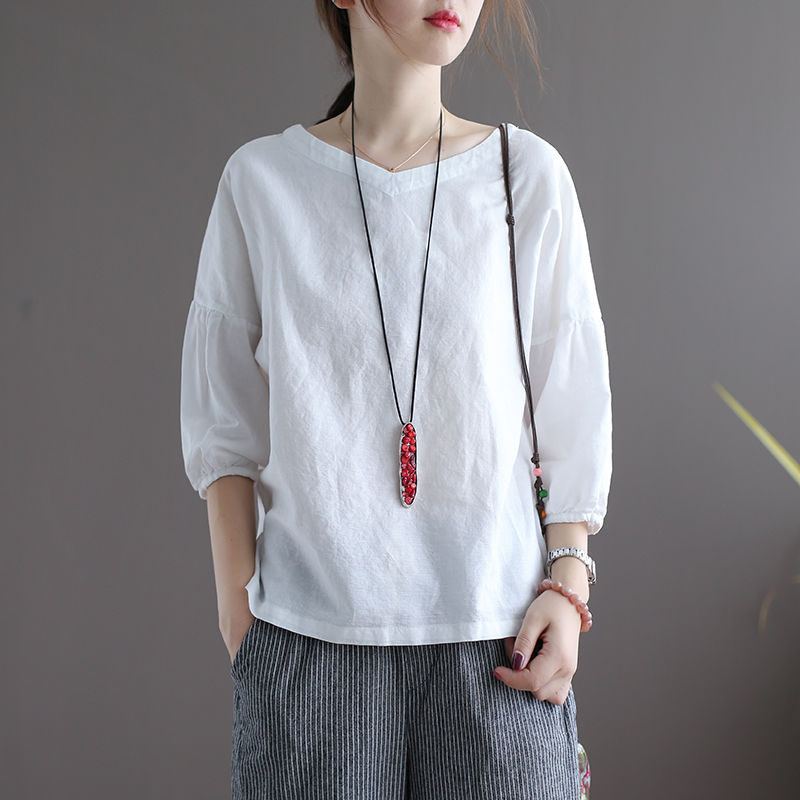 矮个子的女人就是美!穿这些棉麻小衫配短外套,比1米7还好看