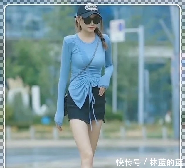 行走|街拍:小姐姐腿长一米八,远远看去就是行走的“竹签”