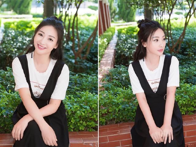 柳岩这是要转型？白t配背带裙，不走性感路线的她美得很清纯