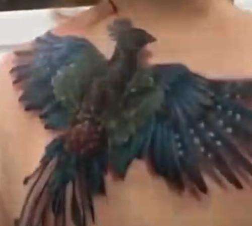 实拍：女子后背凤凰纹身会“扇动双翼”， 不禁让人称奇！