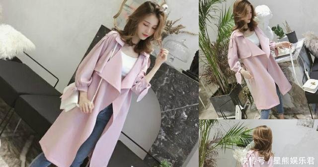 18年最流行的粉色风衣款式，减龄又显白，搭配平底鞋穿美炸！