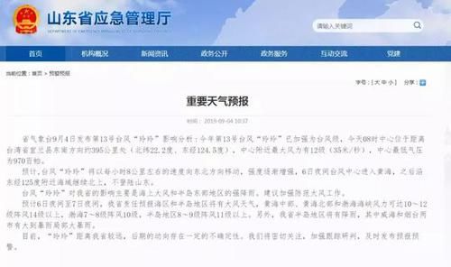  预警：重要预警！台风又来山东！11级以上大风 大暴雨