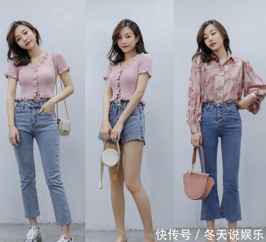 【适合】适合小个子女生的气质穿搭，用牛仔裤搭出休闲风，经典又时尚