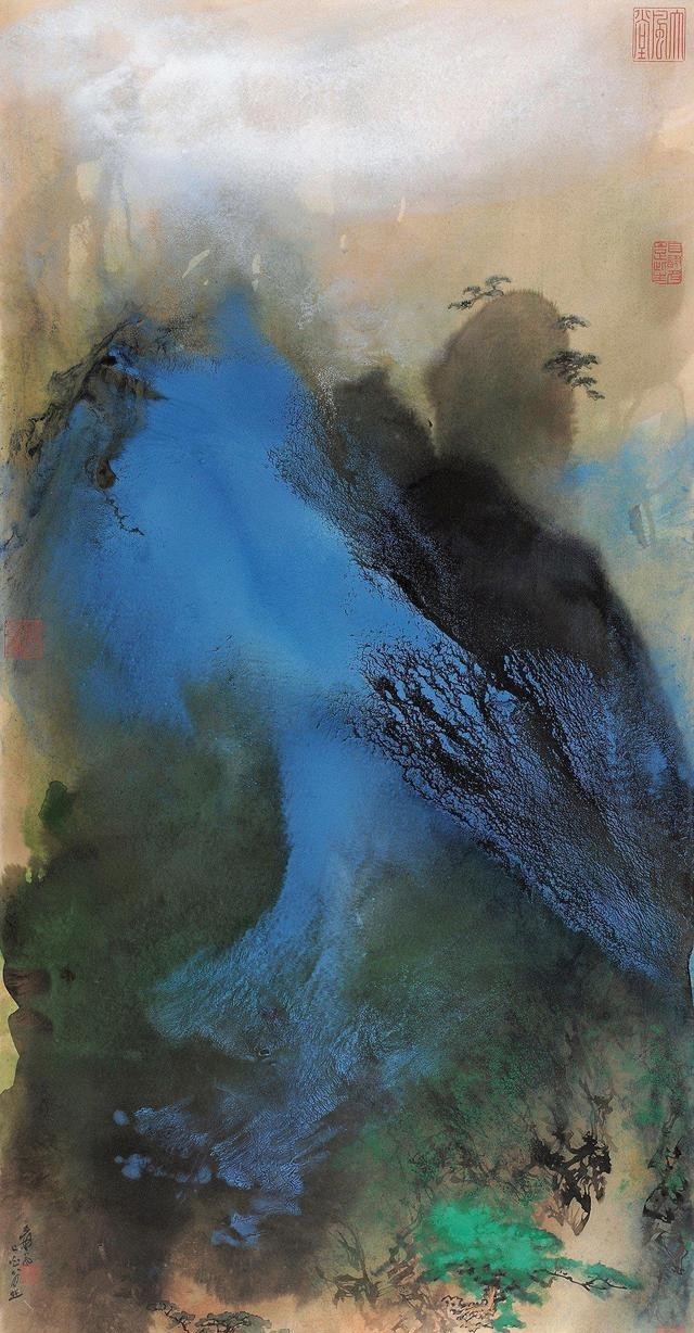 张大千的泼墨山水是这样画出来的