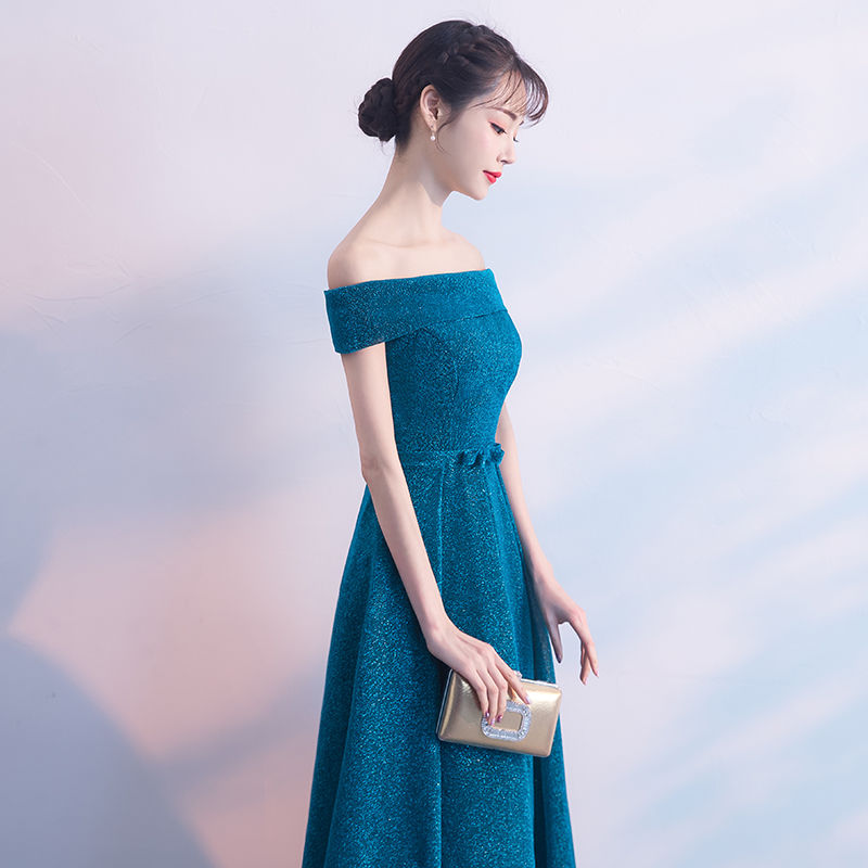 一字肩敬酒服新娘夏季2018结婚新款宴会短款红色晚礼服裙女进酒服