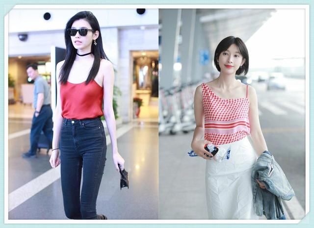 当奚梦瑶和张俪同穿吊带衫,网友:才知道明星和超模的差距有多大
