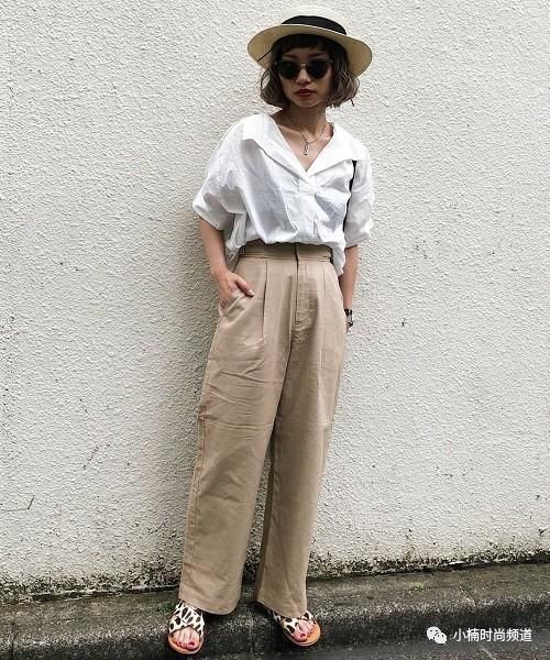 夏天这样穿感觉更轻盈！米色亚麻混织裤装日系夏季造型特集