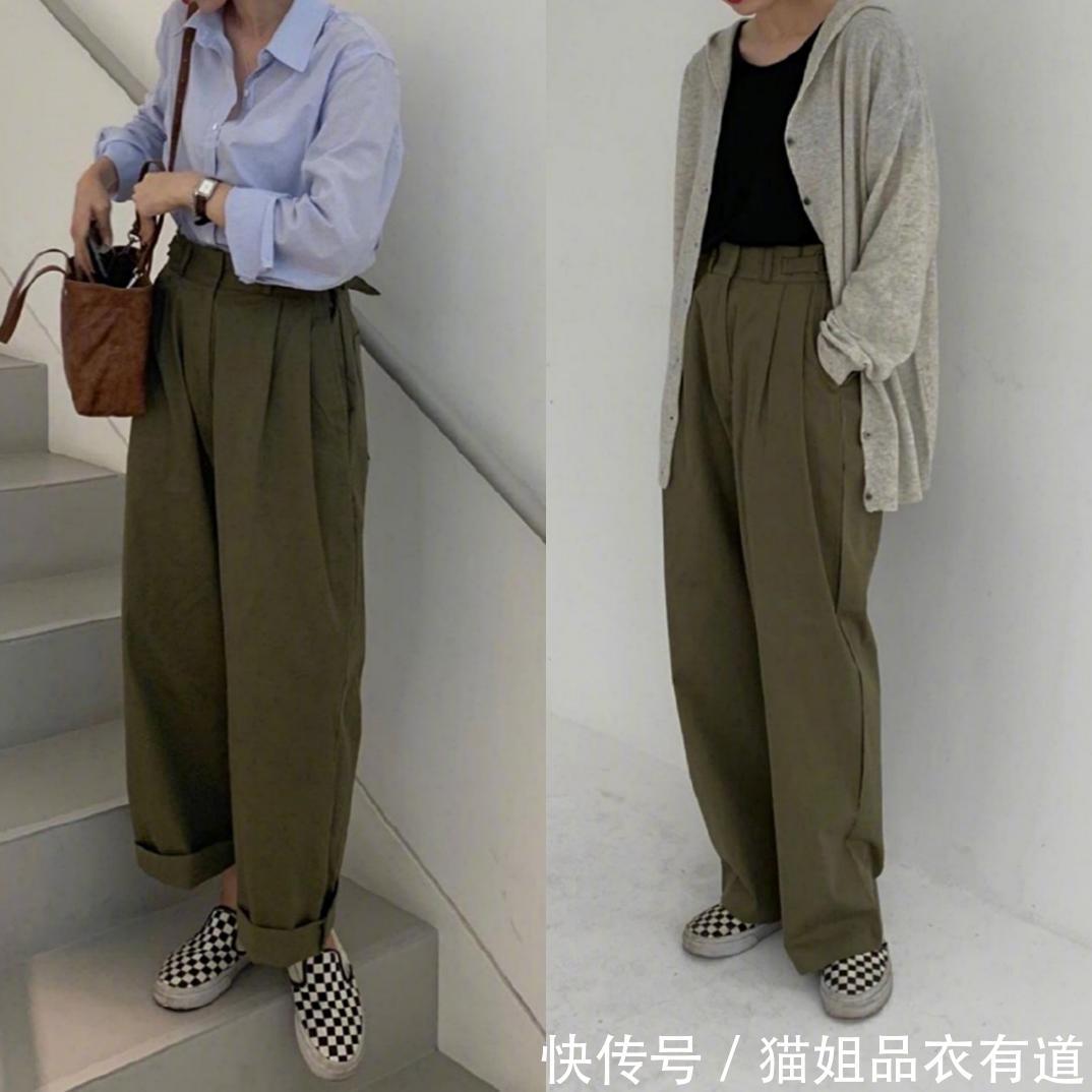  「女生」微胖女生都爱阔腿裤，遮肉显高还很休闲，搭配什么上衣都好看