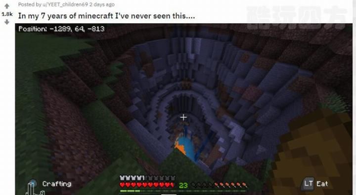 我的世界: 直通基岩的天坑峡谷? 7年老MC头回见到这样富的种子