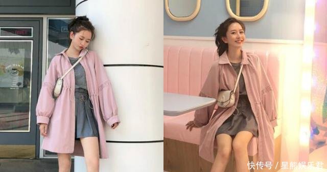 18年最流行的粉色风衣款式，减龄又显白，搭配平底鞋穿美炸！