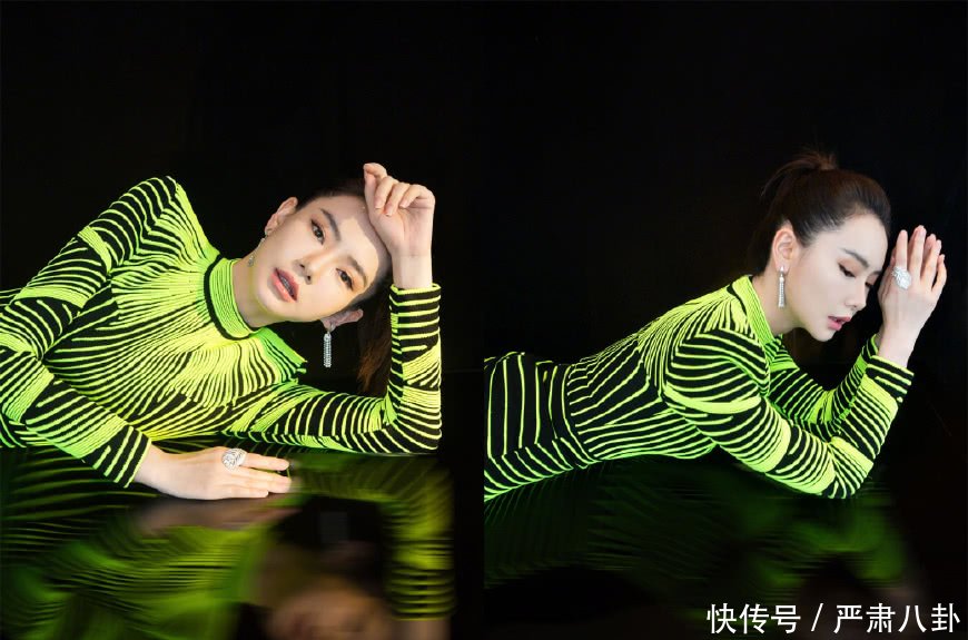 33岁戚薇越穿越大胆，荧光绿“灯管装”，这衣品比卡戴珊还狠