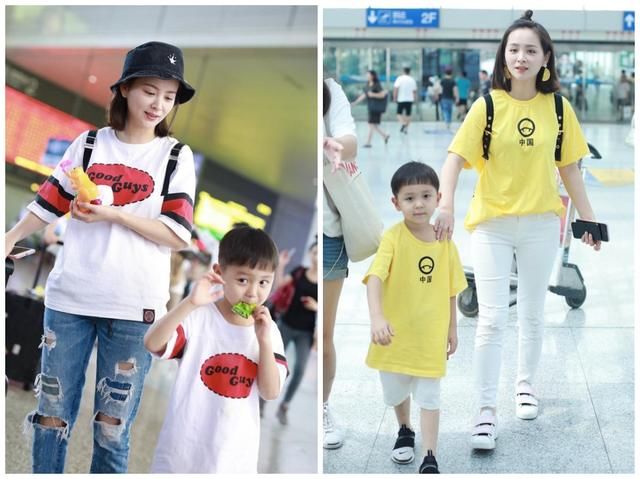 亲子装还能这么穿？邓莎大麟子私服穿搭大玩撞色，时髦又耐看