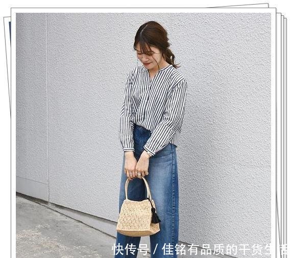 「春季造型」竖条纹衬衫的流行时尚造型,清爽显瘦的春季日系风穿搭分享