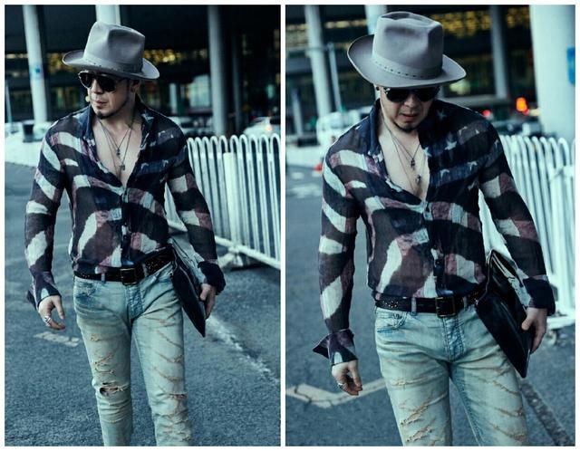 46岁杨坤竟是位潮男？身穿简约私服玩起街拍，胸肌实在太抢眼了