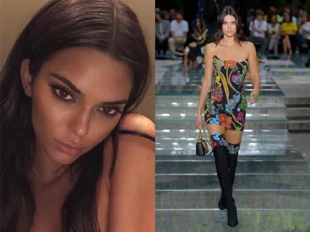 维密肯豆紧身抹胸裙都穿不满，不停用手去提，脚上7000多的鞋抢镜