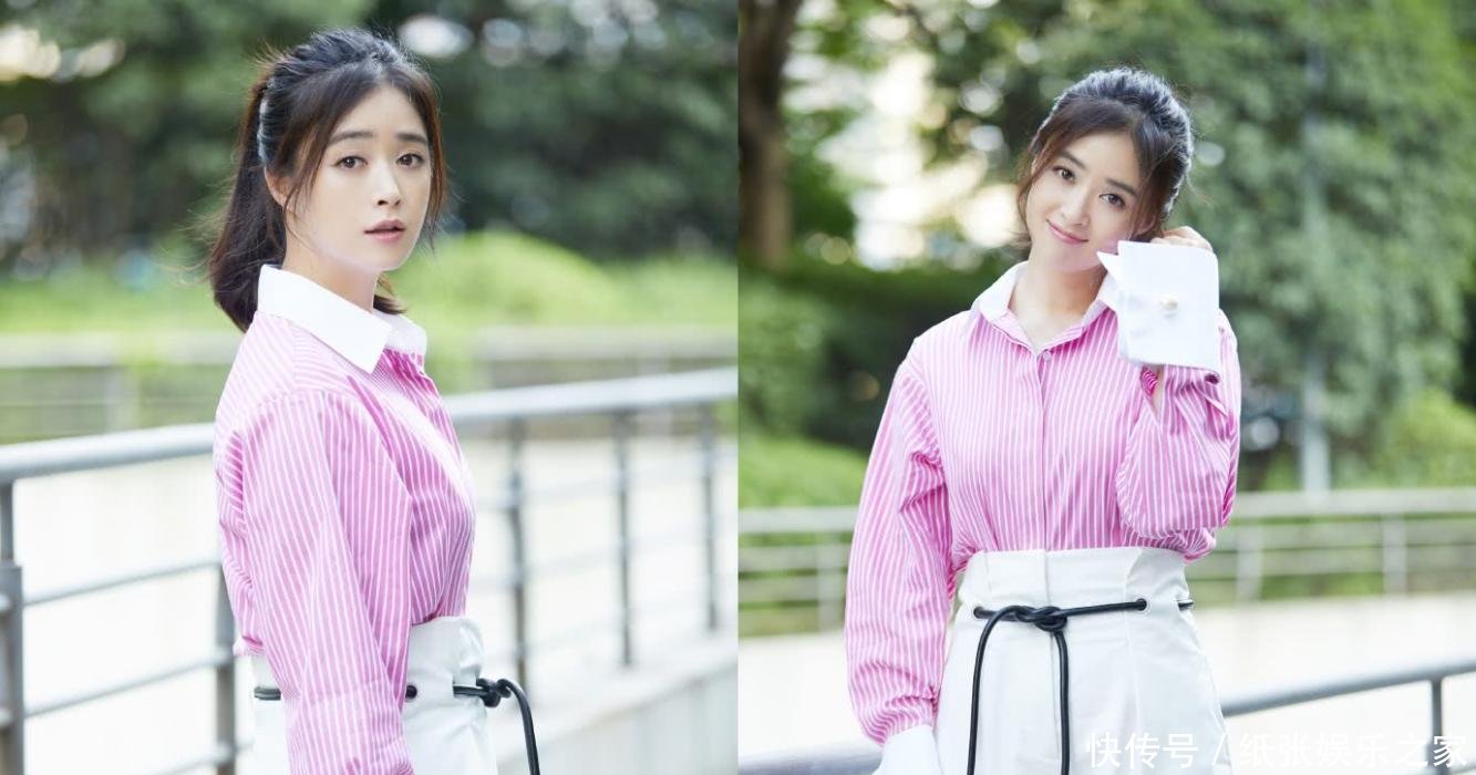 蒋欣又瘦出新高度, 粉色衬衫配白短裤, 看起来80斤不到!