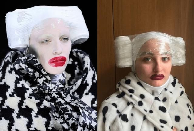  #出门#枕头也能当衣服？被单一裹就出门？时尚就是这么无厘头！