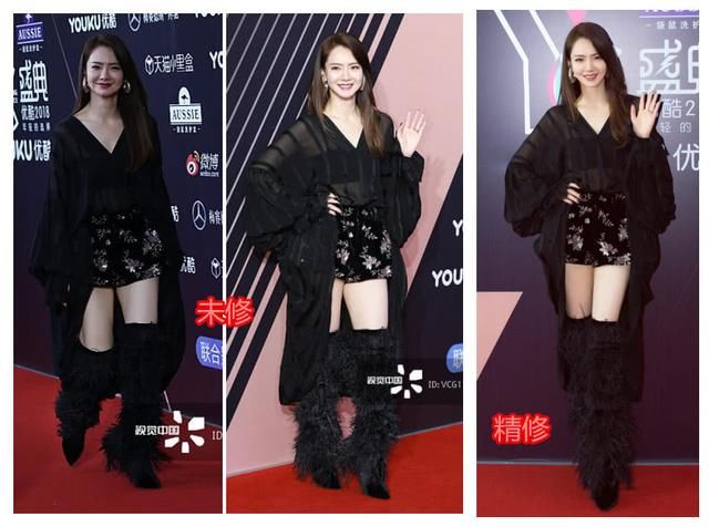 好衣架全靠P，戚薇穿“灯管装”精修图完爆超模，未修一言难尽