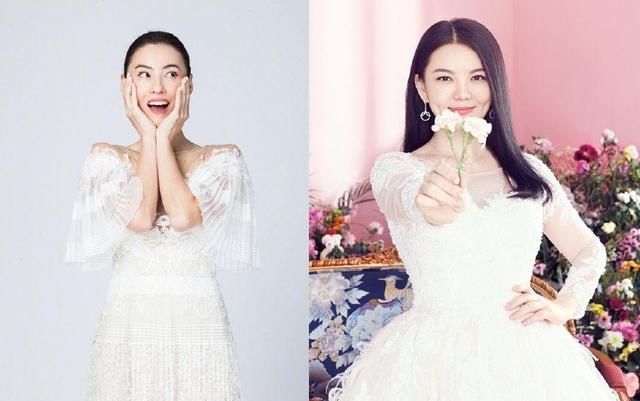 张柏芝和李湘，一样穿白色蕾丝裙，网友:没打针的脸就是不一样!