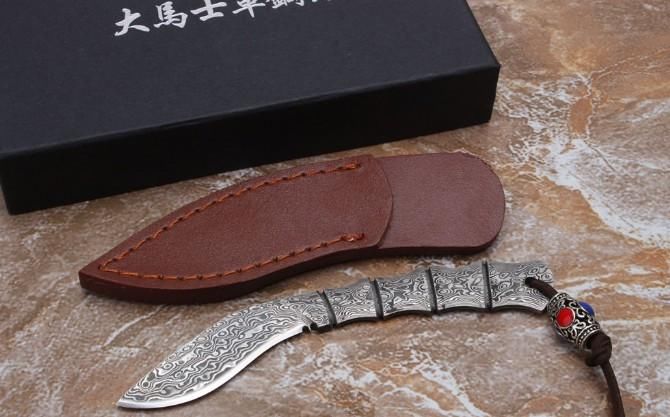 大马士革钢■「鉴赏」大马士革一体钢小武士刀