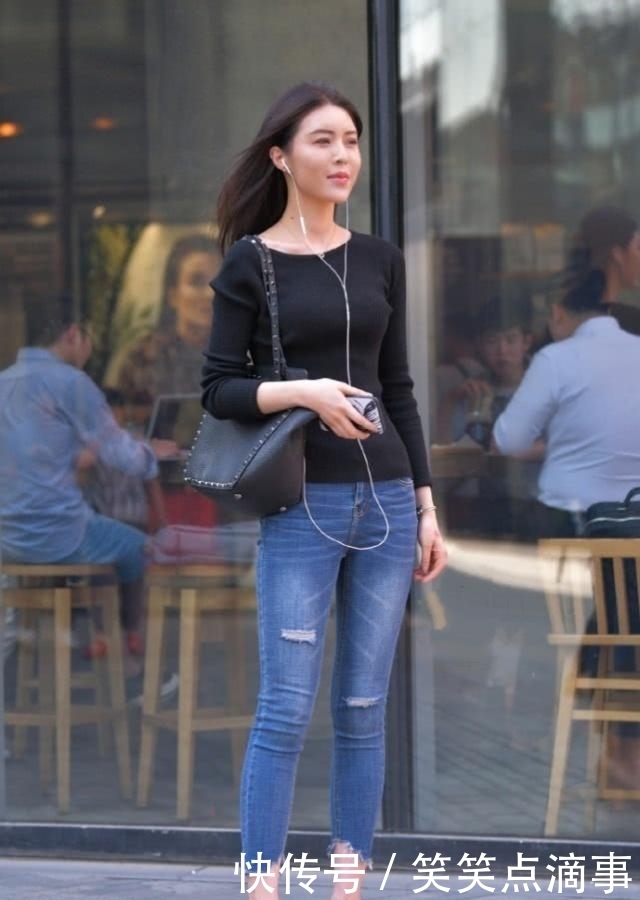 气质|牛仔裤时尚大气又很有淑女品味,帅气干练更显青春活力十足