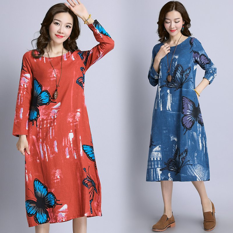 别傻傻穿打底裤了!今秋流行棉麻裙+平鞋，适合45-60岁女人