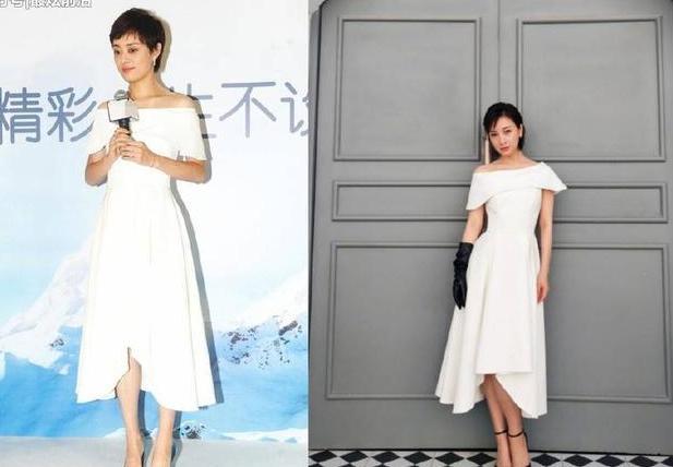 35岁孙俪和35岁吴昕，撞衫白色一字肩，网友：不相信她俩同岁