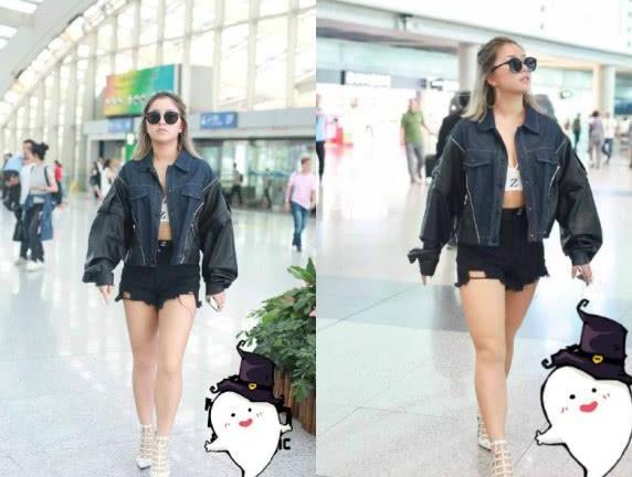 王菊只穿一件抹胸，也敢敞开上衣炫身材，网友：短裤都快撑破了！