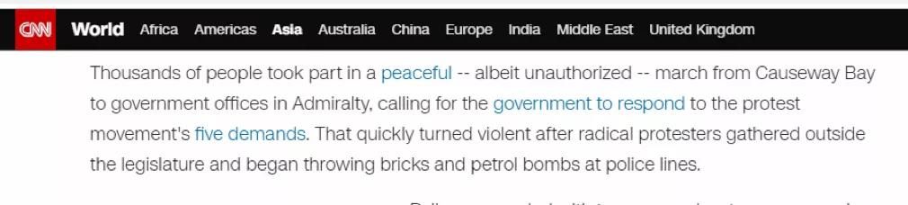  暴力@CNN终于承认:香港的示威者变得更加暴力和丑陋
