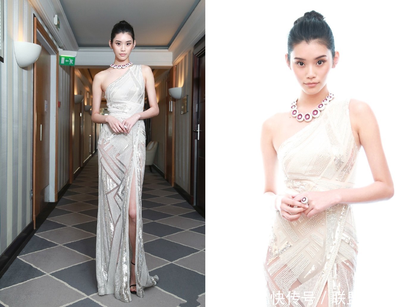 奚梦瑶真时髦！上身只穿一件裹胸也敢亮相，网友：超模啥都敢穿！